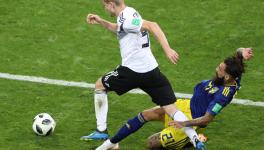 Sweden's Jimmy Durmaz and Timo Werner of Germany at FIFA World Cup.