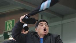 Diego Maradona during Argentina match at FIFA World Cup.