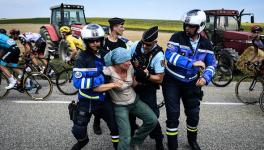 French farmers protesting during Tour de France.