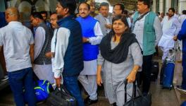 Madhya Pradesh Congress party MLAs arrive at Jaipur Airport  