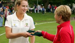 Ellyse Perry of Australia cricket team and WACA chief Christina Matthews