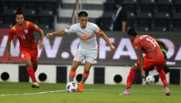  Sunil Chhetri scored two goals to guide India to victory and also in the process moved into the top ten highest international goalscorers of all time with 74 strikes. (Picture courtesy: AIFF Media)