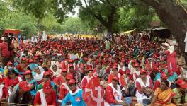 Anganwadi caregivers from across 18 States reach the national capital on Tuesday. Image clicked by Ronak Chhabra