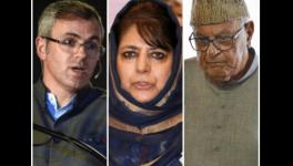 Omar Abdullah (L), Mehbooba Mufti (C) and Farooq Abdullah (R) 