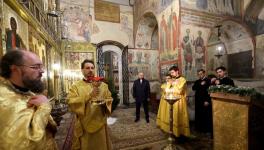 President Vladimir Putin attending Christmas Mass, Annunciation Cathedral, Kremlin, Moscow, January 7, 2023