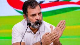 Congress leader Rahul Gandhi with party leaders KC Venugopal and Jairam Ramesh addresses a press conference at the AICC headquarters, in New Delhi, Saturday, March 25, 2023. (PTI Photo