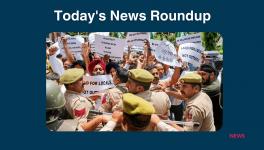 Peoples Democratic Party (PDP) workers shout slogans during a protest against the central government on various issues, in Jammu, Saturday, July 15, 2023.