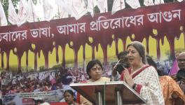 Brinda karat speaking at Aidwa resistance rally photo by rabin goldar 