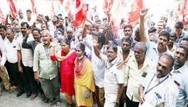 The protest held by  electricity board workers in Chennai on October 21