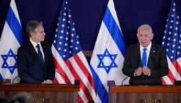 US Secretary of State Antony Blinken (L) and Israeli Prime Minister Benjamin Netanyahu at a press conference, Tel Aviv, Oct. 12, 2023