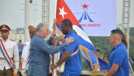 Cuban President Miguel Díaz-Canel sends off Cuba's Olympic and Para-Olympic delegations to Paris. Photo: Ricardo López Hevia