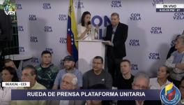 María Corina Machado and Edmundo González in a press conference on Monday July 29. Photo: Screenshot