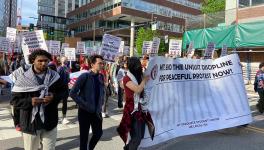 MIT Graduate Student Union members march in solidarity with pro-Palestine students facing disciplinary measures (Photo: MIT GSU)