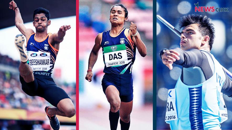 M Sreeshankar, Hima Das and Neeraj Chopra