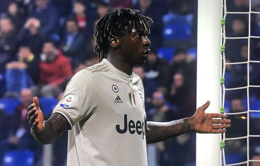 Moise Kean of Juventus celebrates his goal against Cagliari in the Serie A 