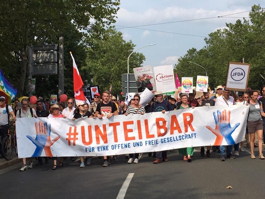 Anti-fascist demonstration in Dresden Germany