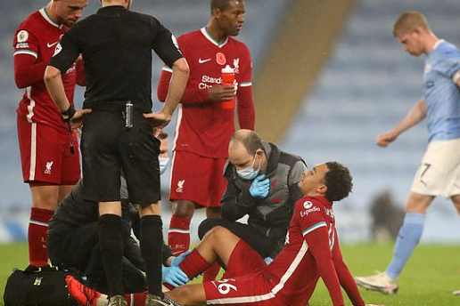 Trent Alexander Arnold of Liverpool FC injured