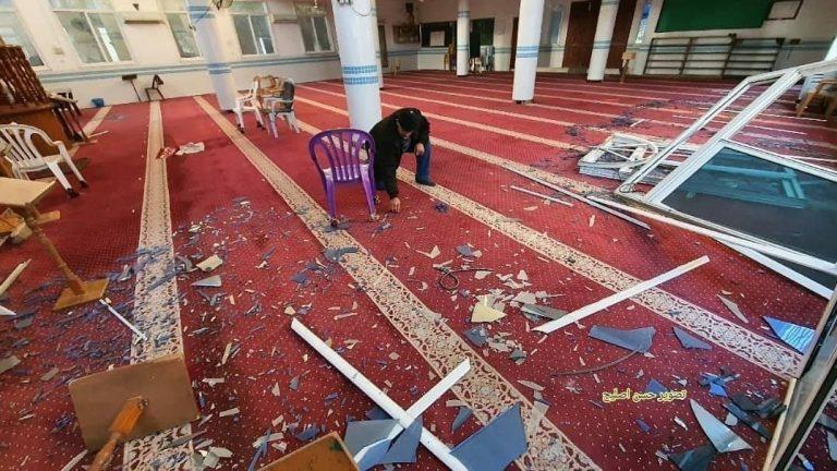 Photos of the damage at a mosque in the eastern #Gaza city as a result of the Israeli airstrikes against the besieged Strip on Saturday.