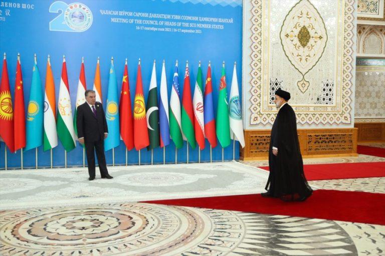 Iran’s President Ebrahim Raisi (R) participated in the Shanghai Cooperation Organisation summit in Dushanbe on Sept 16-17, 2021