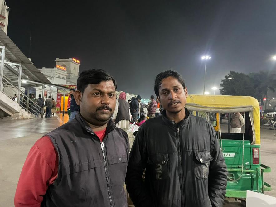 Ram Pathak in black full sleeves jacket at the Gorakhpur railway station