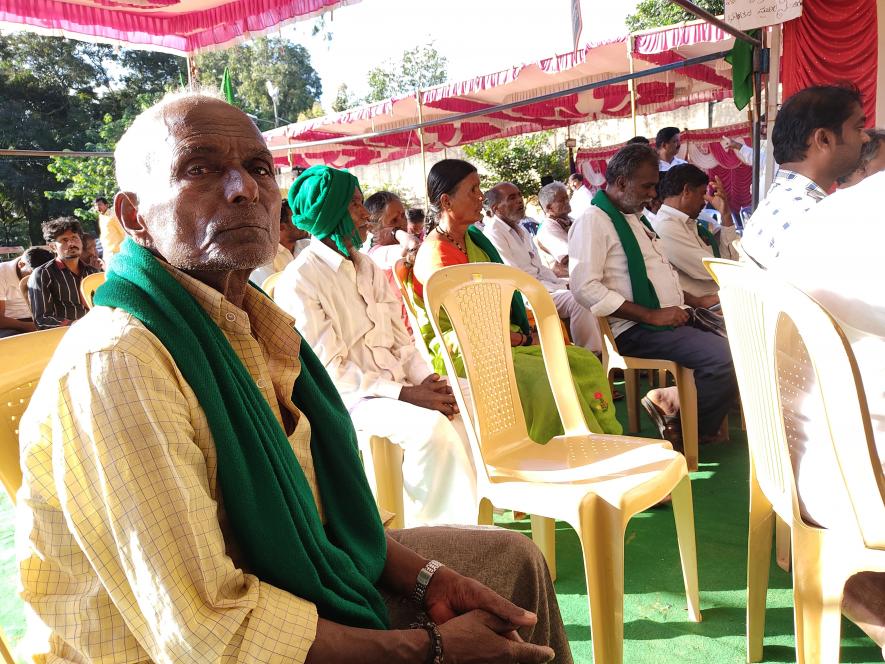 Narayanappa, a farmer at protest; Credit: Saurav Kumar