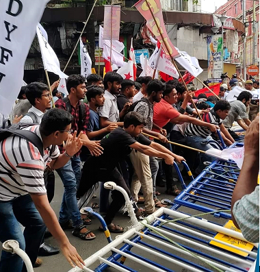 Student-youth clash with the police