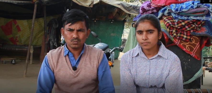 Shivani, who bagged 86% marks in 10+2 and got admission to Agrasen College, with her father.