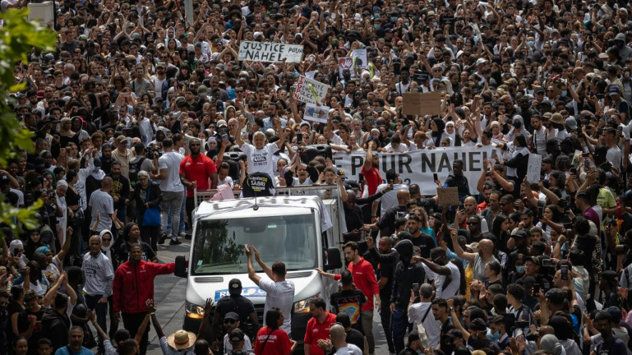 Protests in Nanterre in France on June 29. Photo: Aurelien Morissard/Xinhua