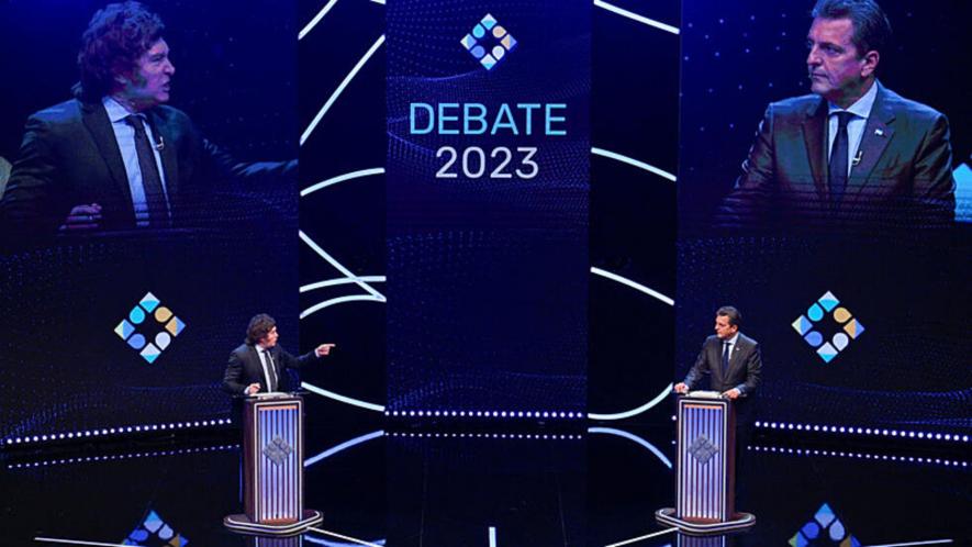 Final presidential debate between Sergio Massa and Javier Milei. Photo: Telam