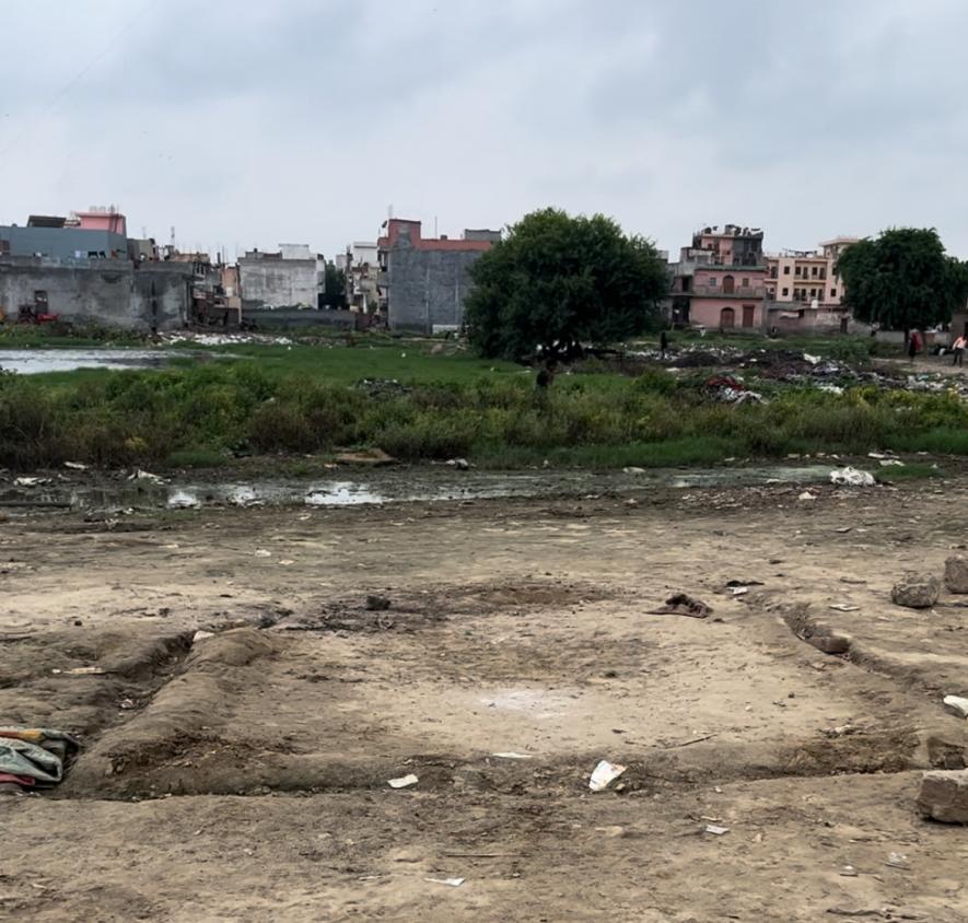 Empty and tarnished spot where the houses of Muslim slum dwellers were located in Ghaziabad.