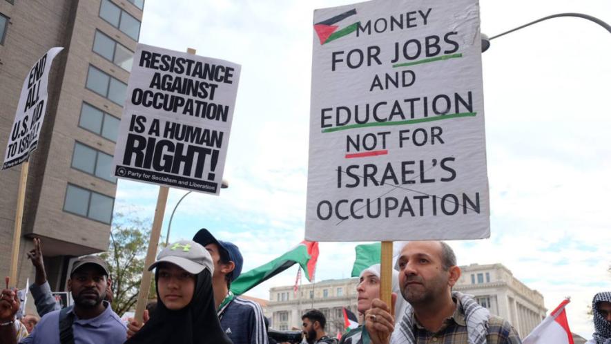 Demonstrators at the largest pro-Palestine demonstration in US history in Washington DC, on November 4 (Photo: Carolyn Yao/ANSWER Coalition)