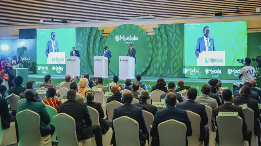 Muhammadu Ali Yusouf, Raila Odinga, and Richard James Randri participate in the leadership debate. Photo: African Union