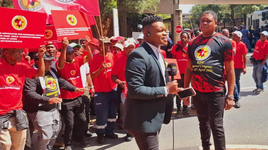 NUMSA Deputy General Secretary Mbuso Ngubane speaks on the crisis facing workers at ArcelorMittal and also at SASteelMills. Photo: NUMSA/X