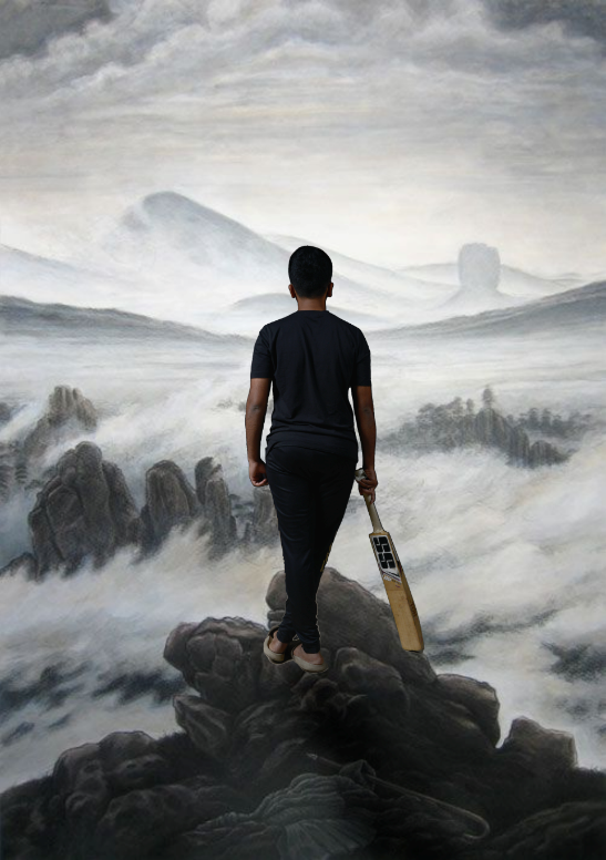 Wanderer Above the Sea of Fog by Caspar David Friedrich Is that a cane? Is that a bat?