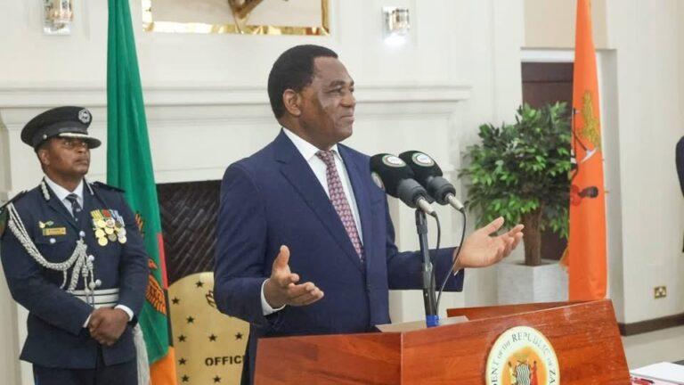 Hakainde Hichilema, the president of Zambia addresses diplomats from Kenya, and other nations. Photo: Hichilema/X