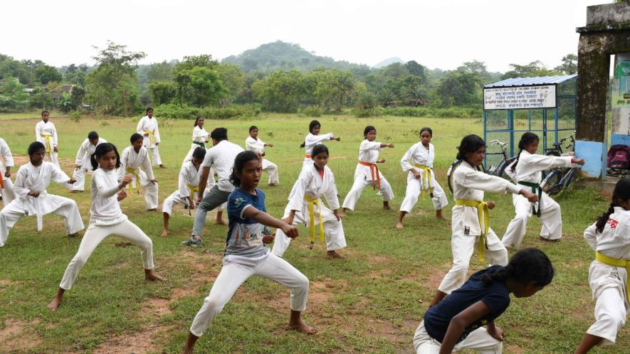 Ongoing self-defence training at Keliapathar village under Ranibandh Block, Bankura, in Bengal’s Jangalmahal.